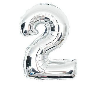 Number 2 Two Silver Balloon Party Engagement Birthday NWT 16"